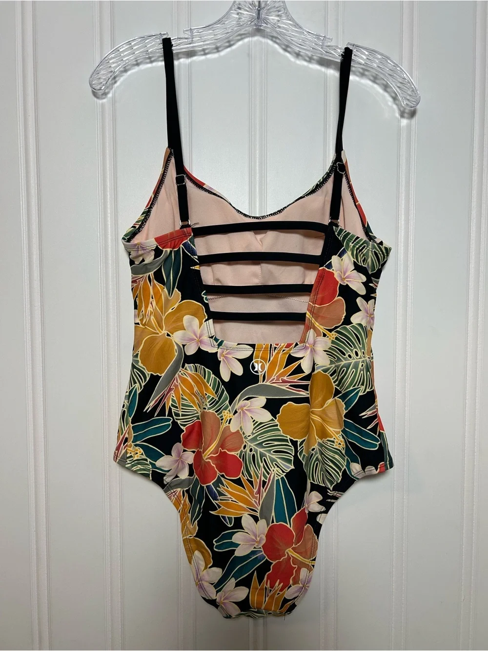 Hurley Paradise Tropical Floral Print one piece bathing suit women’s large